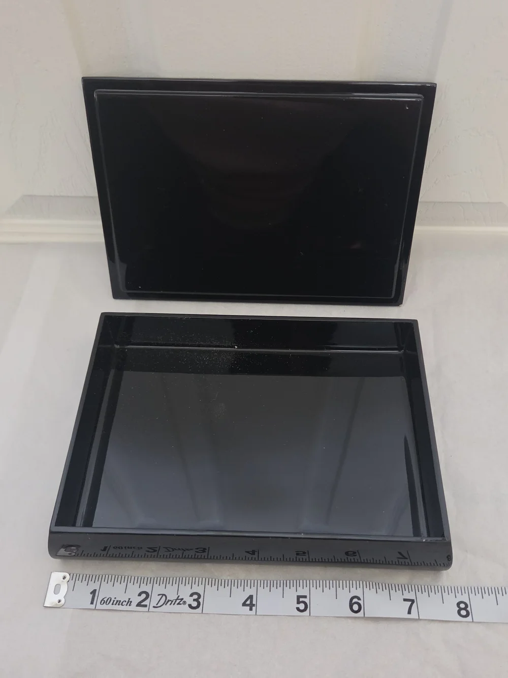 Vintage Japanese Black Lacquer Floral Accent Box with Gold Flower Design